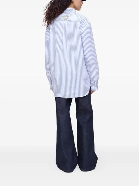Marc Jacobs striped-cotton pocket-embroidered shirt - Blue
