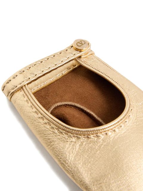 Valentino Garavani Vlogo Signature laminated nappa gloves - Gold