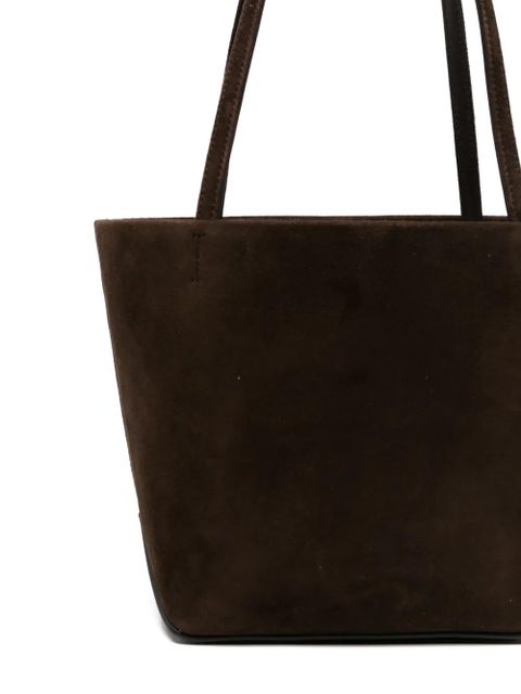 The Row geometric suede leather tote - Brown