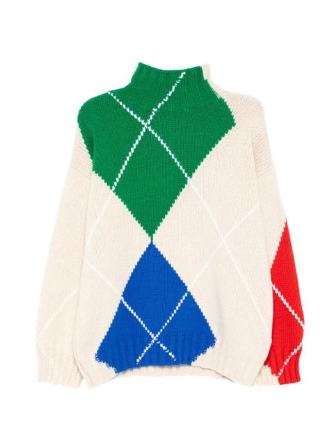 JW Anderson turtle-neck argyle sweater - White - zdjęcie produktu nr 1