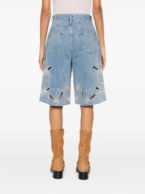 SANDRO floral-embroidered shorts - Blue