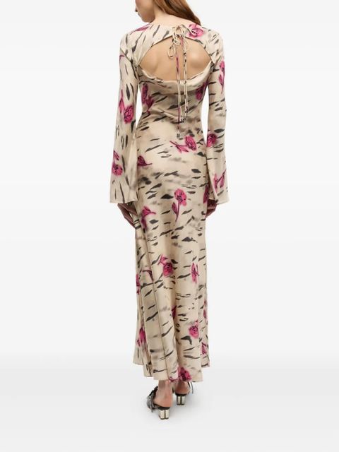 GANNI floral-print midi dress - Neutrals