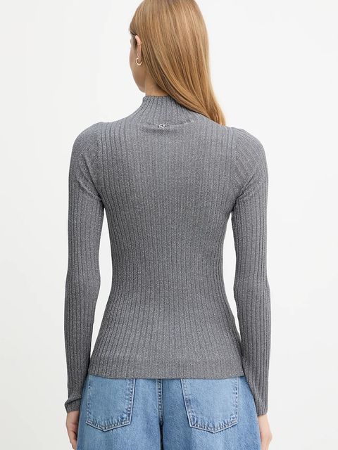 Liu Jo sweter damski kolor szary lekki z półgolfem MF5389 MS46J - zdjęcie produktu nr 2