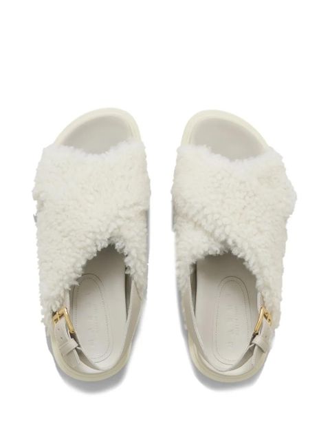 Marni Fussbett shearling sandals - White