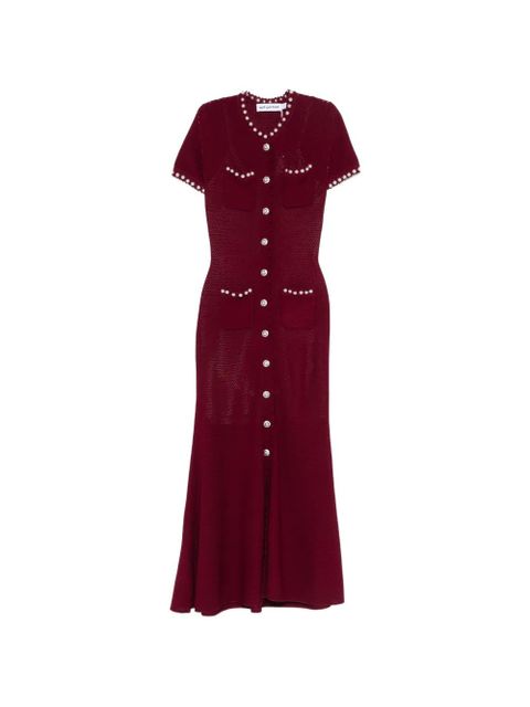 Self-Portrait button embellished midi dress - Red - zdjęcie produktu nr 1