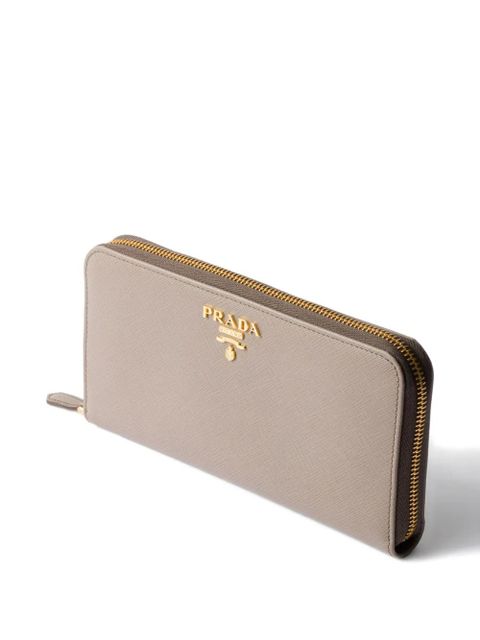 Prada leather zip wallet - Neutrals