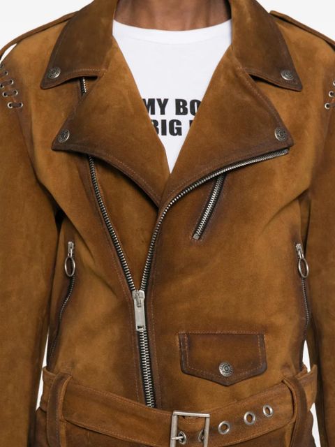 Golden Goose studded belted jacket - Brown
