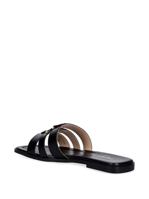 TWINSET logo-plaque triple-strap slides - Black