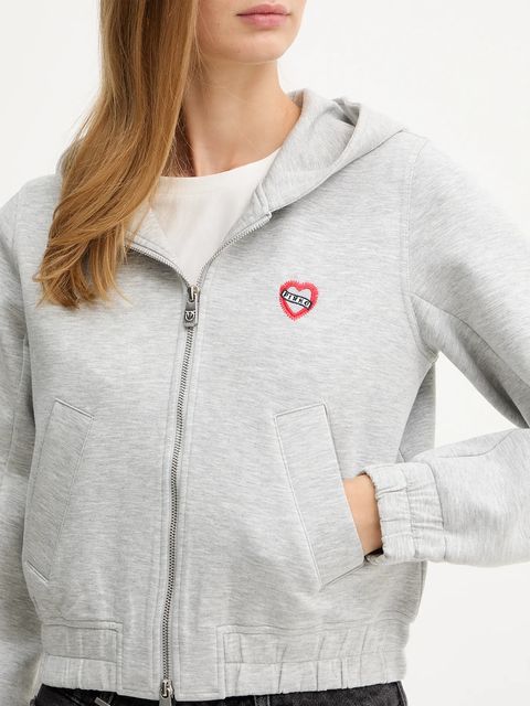 Pinko bluza damska kolor szary z kapturem melanżowa 104227 A2TL