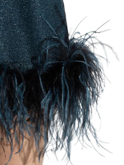 Oséree feather V-neck dress - Blue