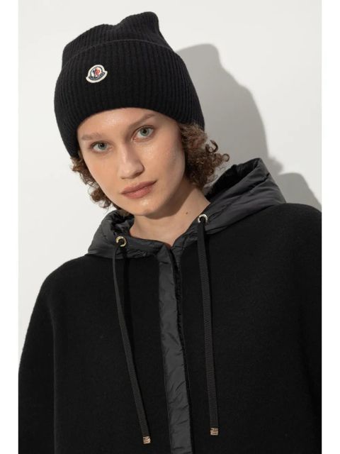 Moncler logo patch beanie - Black - zdjęcie produktu nr 2