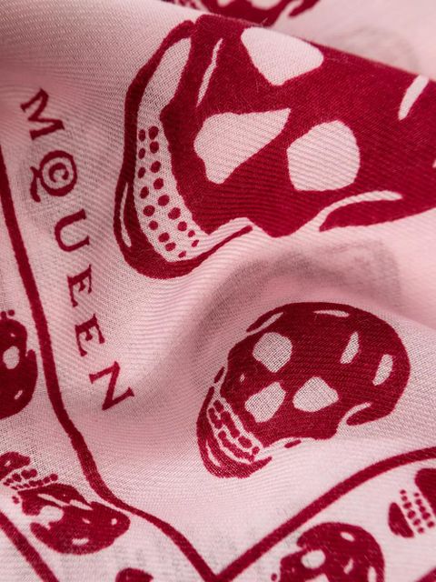 Alexander McQueen skull-print fringed scarf - Pink