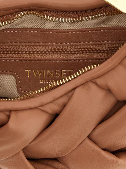 TWINSET Weaved leather-effect tote bag - Pink