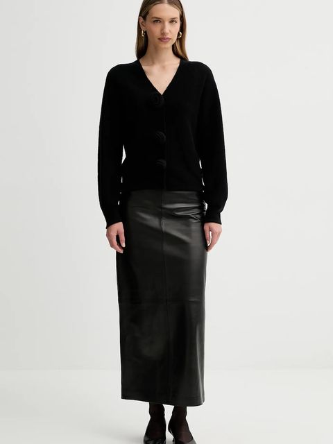 Liviana Conti kardigan z dodatkiem wełny damski kolor czarny L5WG01 - zdjęcie produktu nr 2