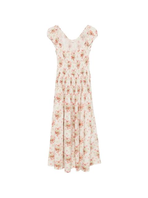 DÔEN Quinette square-neck flower-print midi dress - Neutrals - zdjęcie produktu nr 1
