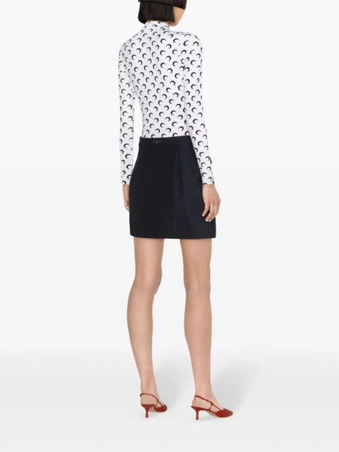 Marine Serre moon-print mock-neck T-shirt - White