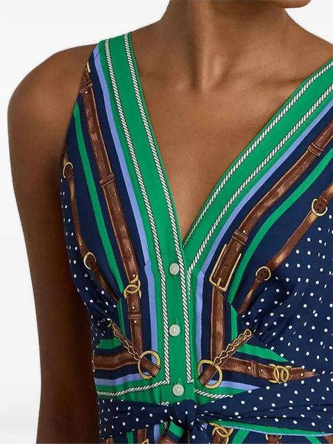 Lauren Ralph Lauren print V-neck asymmetric dress - Blue