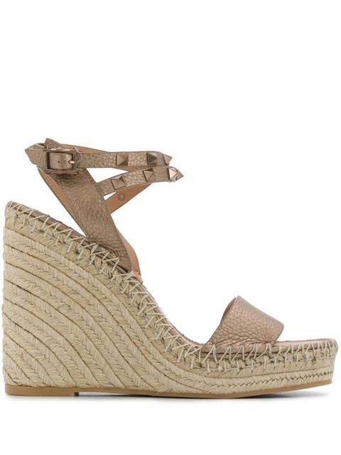 Valentino Garavani rockstud espadrille wedge sandals - Gold - zdjęcie produktu nr 1