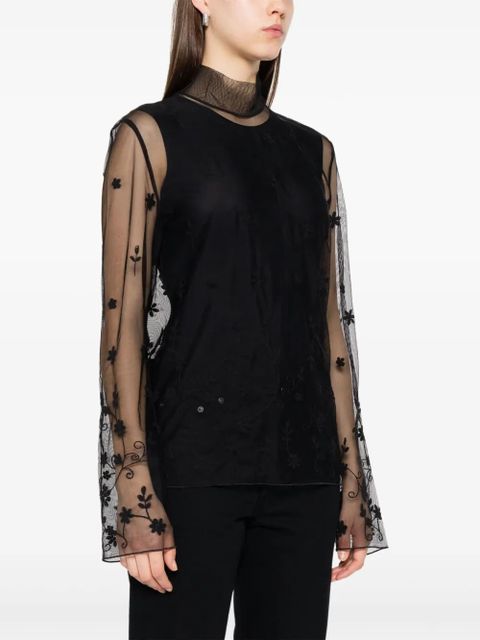 TOTEME floral-embroidered shirt - Black - zdjęcie produktu nr 2