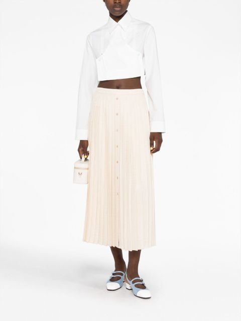 Prada logo-jacquard silk pleated skirt - Neutrals - zdjęcie produktu nr 2