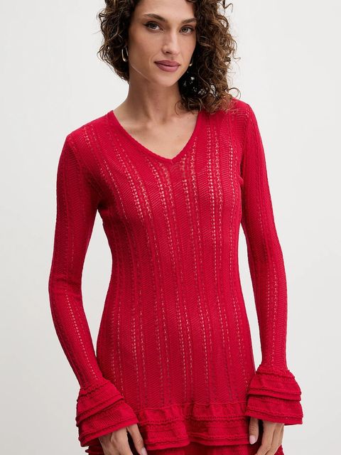 Twinset sukienka kolor czerwony mini prosta 252TP3180 - zdjęcie produktu nr 2