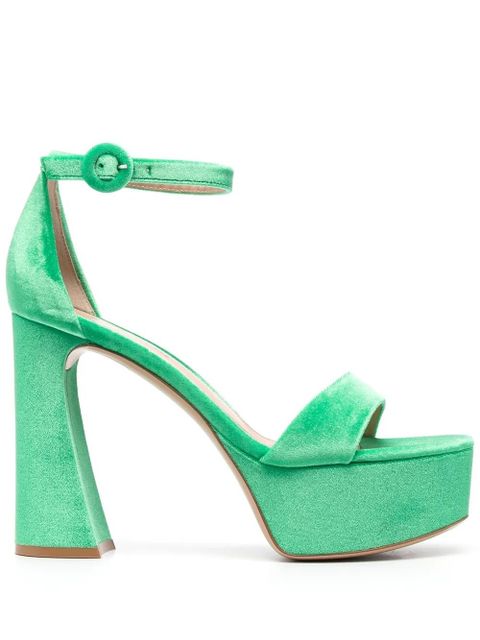 Gianvito Rossi Holly 125mm chenille sandals - Green - zdjęcie produktu nr 1