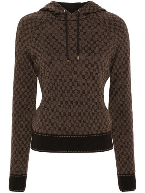 Balmain PB Monogram-jacquard wool hoodie - Brown - zdjęcie produktu nr 1
