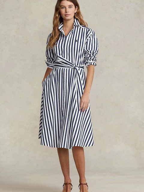 Polo Ralph Lauren sukienka bawełniana kolor granatowy mini rozkloszowana - zdjęcie produktu nr 1