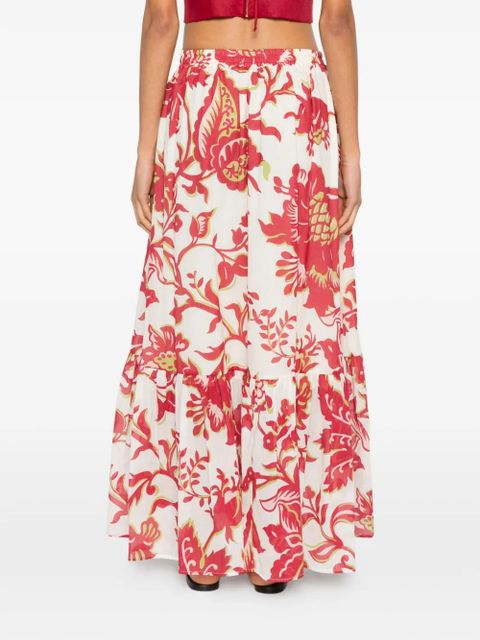 ETRO floral-print tiered maxi skirt - White