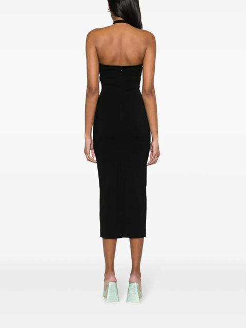 The Attico decorative-buckle halterneck dress - Black
