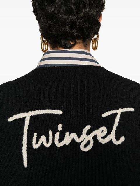 TWINSET logo-embroidered poncho - Black