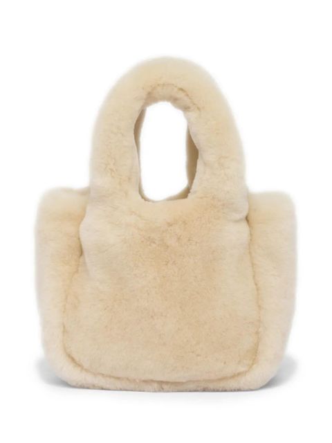 Prada mini triangle-logo shearling tote bag - Neutrals - zdjęcie produktu nr 2
