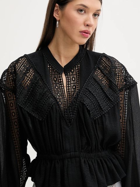 IRO bluzka damska kolor czarny gładka WP16RIXI