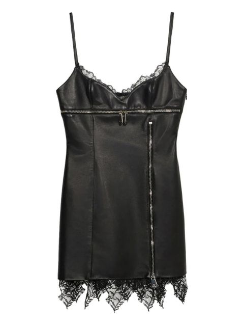 Blumarine lace-trimmed leather dress - Black - zdjęcie produktu nr 1