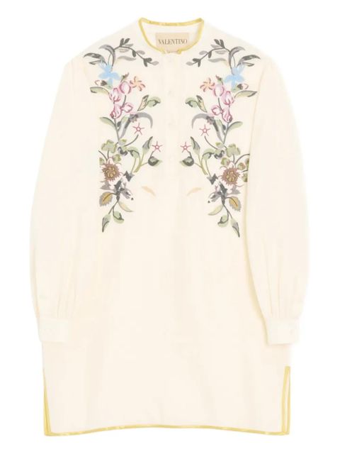 Valentino Garavani floral-embroidered linen mini dress - Neutrals - zdjęcie produktu nr 1