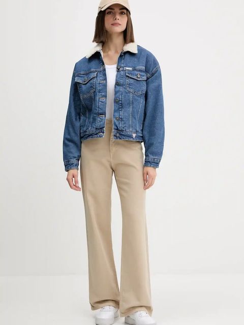 Guess Jeans kurtka jeansowa kolor niebieski przejściowa oversize W4BN64 D5CC3