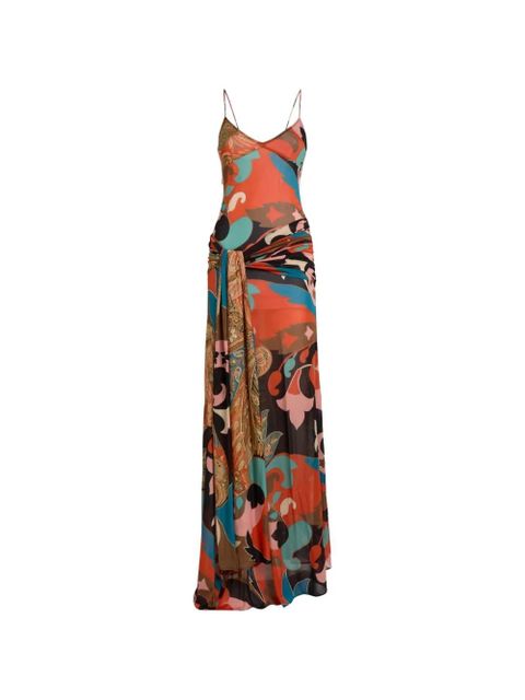 ETRO paisley-print gathered maxi dress - Orange - zdjęcie produktu nr 1