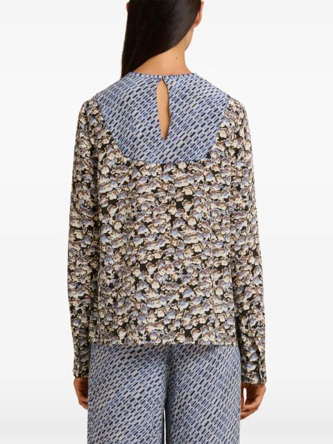Marni floral-print long-sleeve shirt - Blue