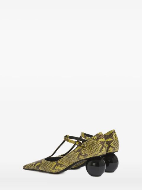 Marni 60mm python-print T-bar pumps - 00V07 Lightlime
