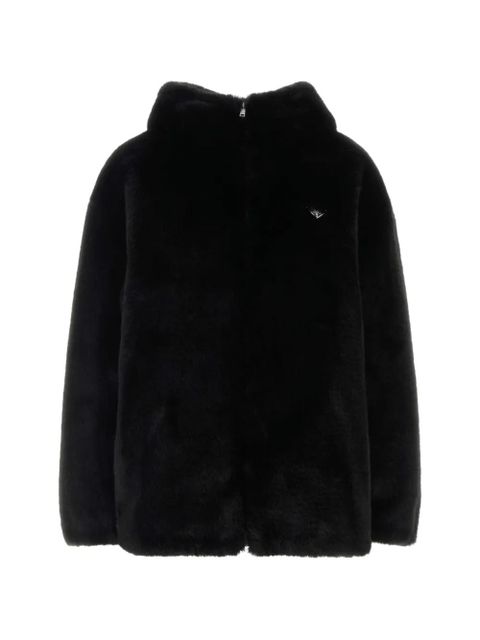 Prada logo faux-fur jacket - Black - zdjęcie produktu nr 1