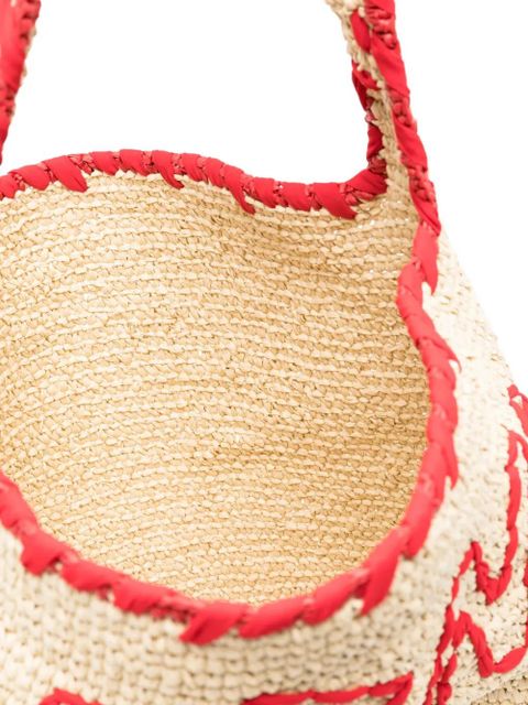 Marni logo-embroidered paper shoulder bag - Neutrals