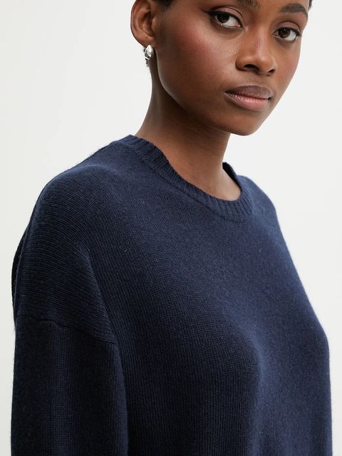 United Colors of Benetton sweter z dodatkiem wełny damski kolor granatowy lekki 126WD10E4 - zdjęcie produktu nr 2