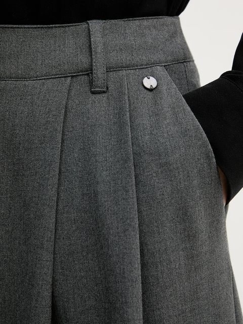 Pedro del Hierro spodnie damskie kolor szary szerokie high waist 7602527