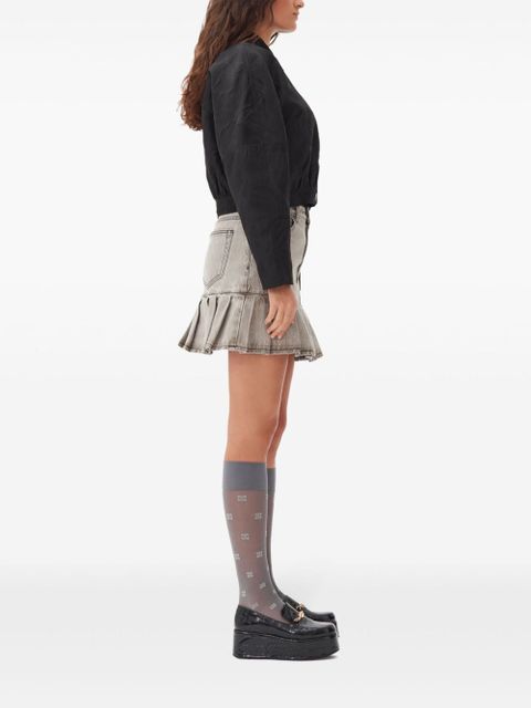 GANNI Future denim pleated mini skirt - Grey - zdjęcie produktu nr 2