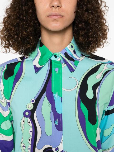 PUCCI abstract-print cotton shirt - Blue