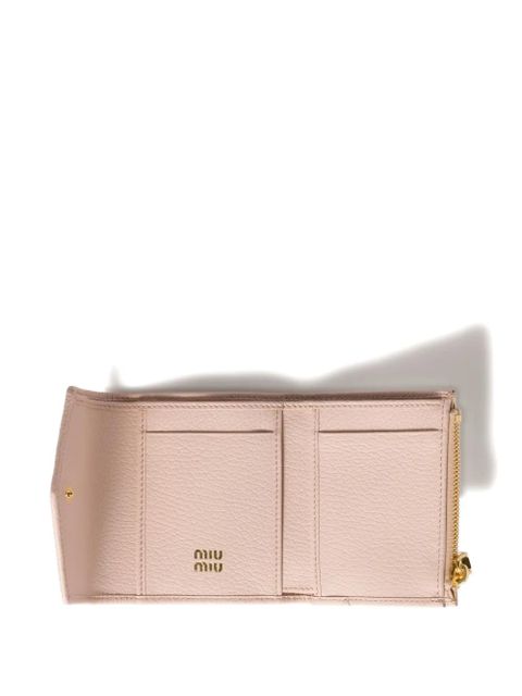 Miu Miu logo-plaque leather wallet - Pink