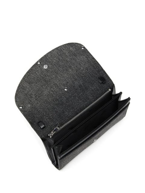 Diesel 1DR crystal embellished denim wallet - Black