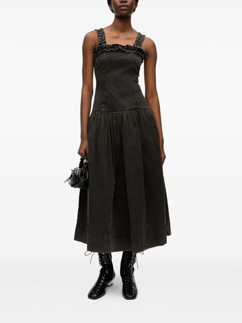 GANNI ruffle-detail midi dress - Black - zdjęcie produktu nr 2