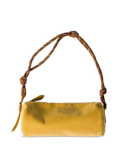 Miu Miu logo-embroidered gabardine bag - Yellow