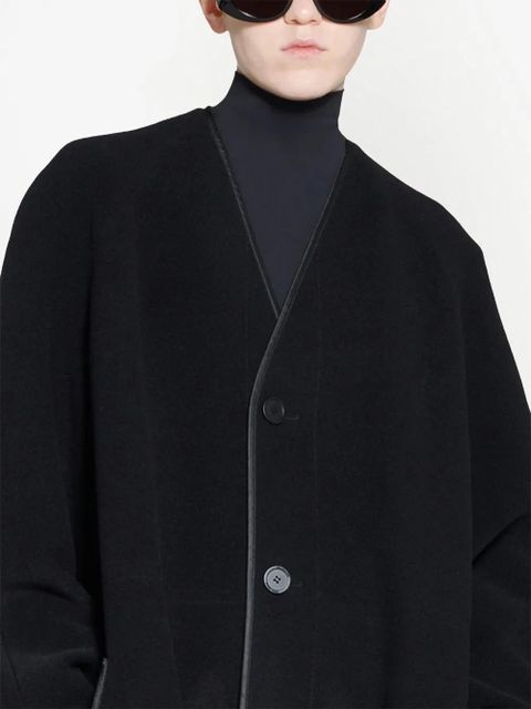 Balenciaga V-neck single-breasted coat - Black